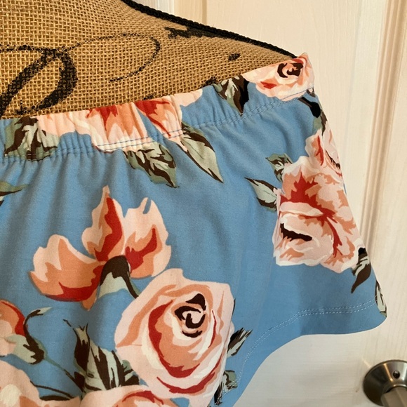 Hot Kiss baby blue pink floral high low stretchy dress off shoulder midi S - Picture 6 of 12